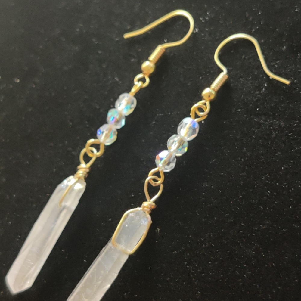 Aura quartz point earrings
